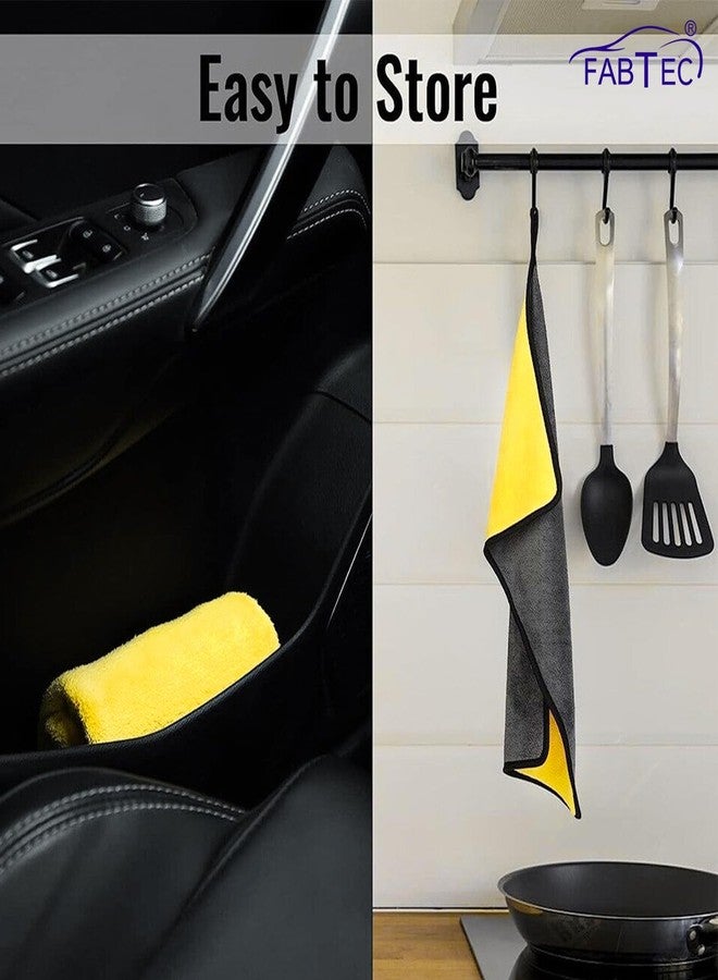 FABTEC مناشف تنظيف من الألياف الدقيقة FABTEC® 600 GSM للسيارة والدراجة والمطبخ والمنزل - فائقة النعومة، شديدة التحمل، خالية من الوبر، قابلة لإعادة الاستخدام - 40x40 سم - منفضة متعددة الأغراض (قد يختلف اللون) - Image 4